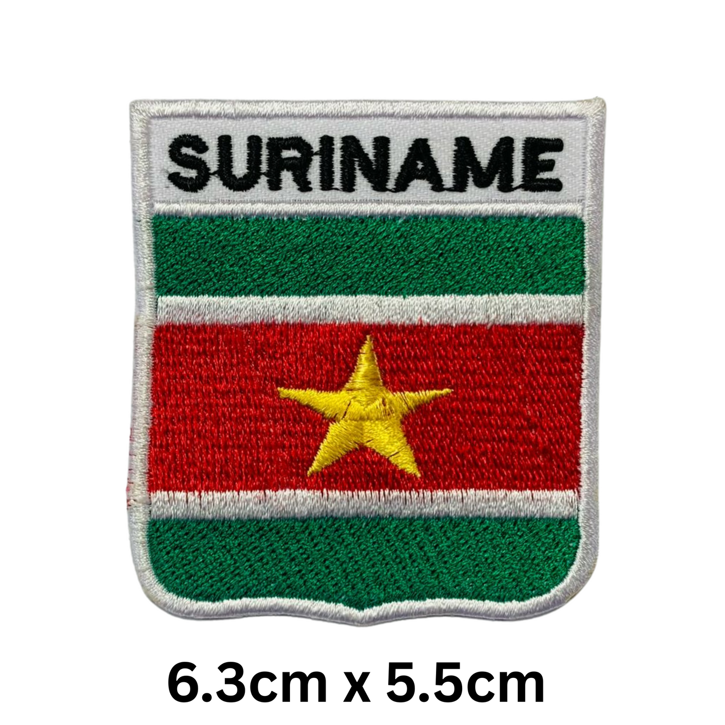 Shield Flag with Name Patch – Embroidered Iron On / Sew On Shield Shaped National Flag Badge with Country Name | All Countries | Badge for Jacket, Biker Vest, Backpack, Uniform (K-S)