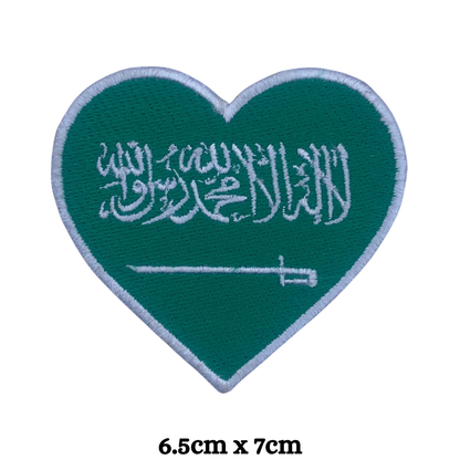 Country Heart Flag Patch – Embroidered Iron On / Sew On Heart Shaped National Flag Badge | All Countries Available | Jackets, Bags, Hats – Gift for Heritage, Travel & Flag Lovers (K-S)