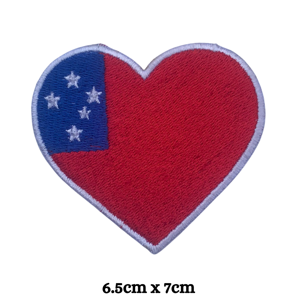 Country Heart Flag Patch – Embroidered Iron On / Sew On Heart Shaped National Flag Badge | All Countries Available | Jackets, Bags, Hats – Gift for Heritage, Travel & Flag Lovers (K-S)