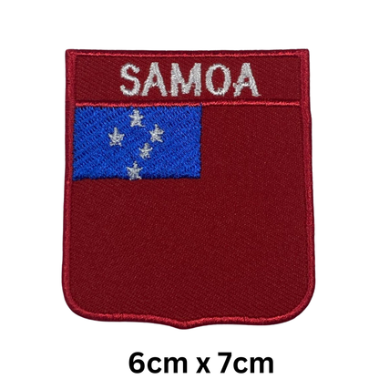 Shield Flag with Name Patch – Embroidered Iron On / Sew On Shield Shaped National Flag Badge with Country Name | All Countries | Badge for Jacket, Biker Vest, Backpack, Uniform (K-S)