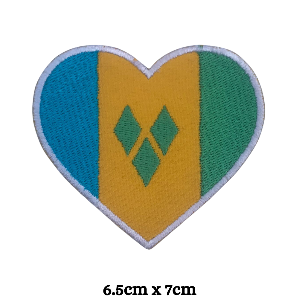 Country Heart Flag Patch – Embroidered Iron On / Sew On Heart Shaped National Flag Badge | All Countries Available | Jackets, Bags, Hats – Gift for Heritage, Travel & Flag Lovers (K-S)