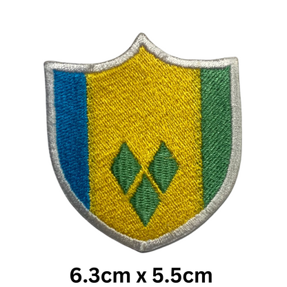 Shield Flag Patch – Embroidered Iron On / Sew On Shield Shaped National Flag Badge | All Countries Available | Heraldic Crest Patch for Jacket, Backpack, Biker Vest, Uniform – Choose Your Country (K-S)