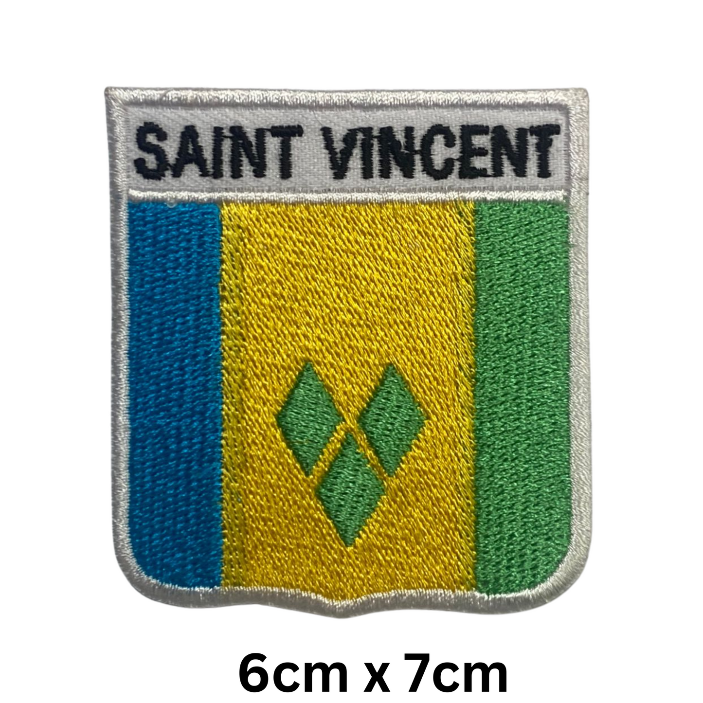 Shield Flag with Name Patch – Embroidered Iron On / Sew On Shield Shaped National Flag Badge with Country Name | All Countries | Badge for Jacket, Biker Vest, Backpack, Uniform (K-S)