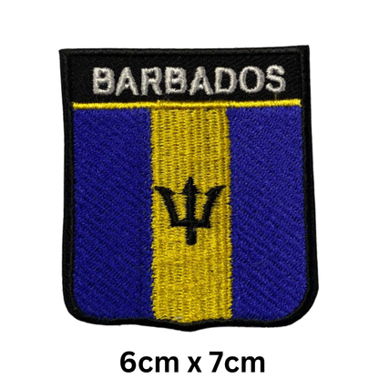 Shield Flag with Name Patch – Embroidered Iron On / Sew On Shield Shaped National Flag Badge with Country Name | All Countries | Badge for Jacket, Biker Vest, Backpack, Uniform (A-J)
