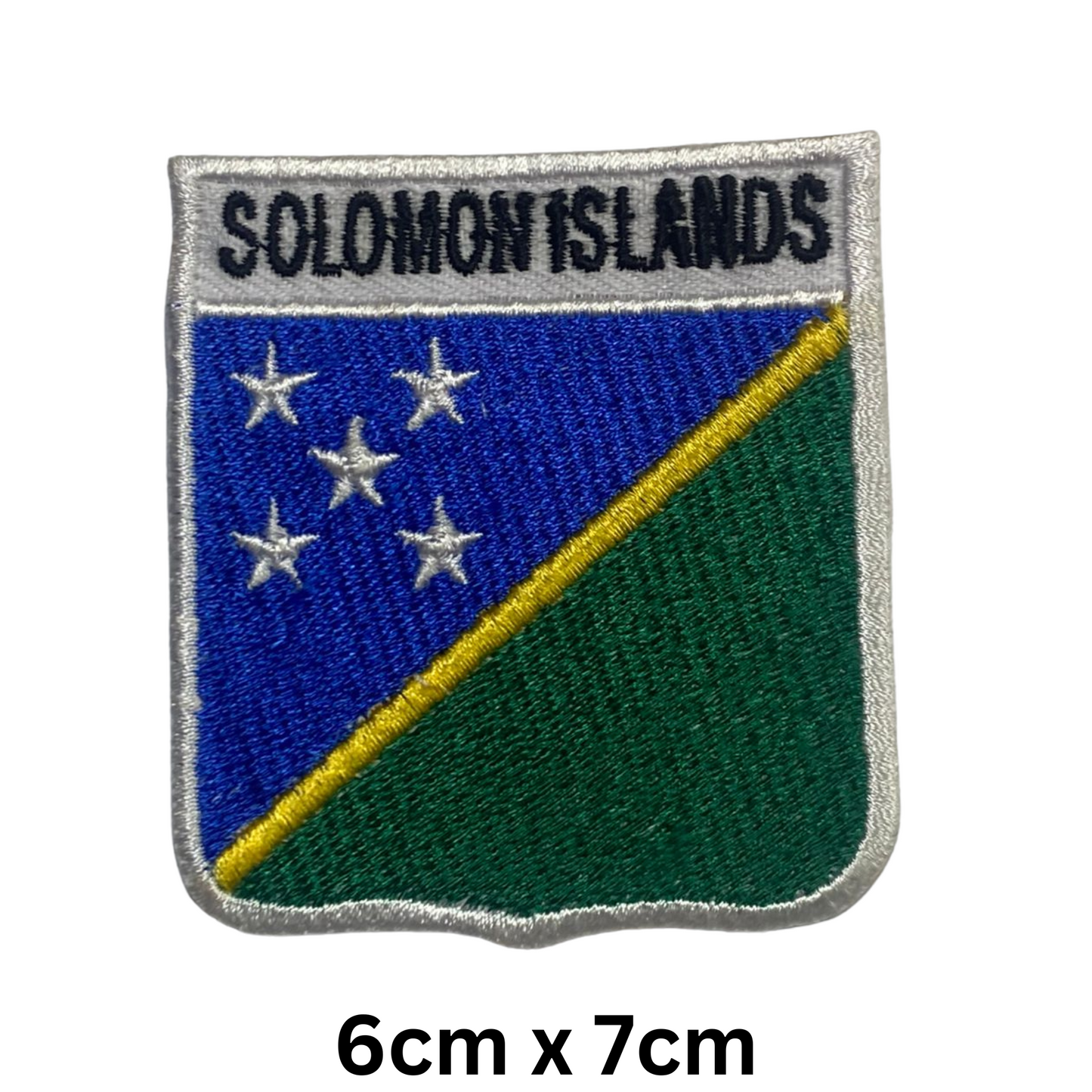 Shield Flag with Name Patch – Embroidered Iron On / Sew On Shield Shaped National Flag Badge with Country Name | All Countries | Badge for Jacket, Biker Vest, Backpack, Uniform (K-S)