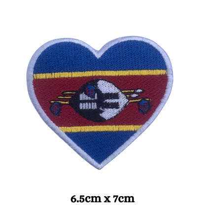 Country Heart Flag Patch – Embroidered Iron On / Sew On Heart Shaped National Flag Badge | All Countries Available | Jackets, Bags, Hats – Gift for Heritage, Travel & Flag Lovers (A-J)