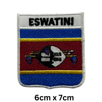 Shield Flag with Name Patch – Embroidered Iron On / Sew On Shield Shaped National Flag Badge with Country Name | All Countries | Badge for Jacket, Biker Vest, Backpack, Uniform (A-J)