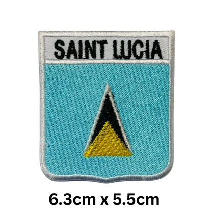Shield Flag with Name Patch – Embroidered Iron On / Sew On Shield Shaped National Flag Badge with Country Name | All Countries | Badge for Jacket, Biker Vest, Backpack, Uniform (K-S)