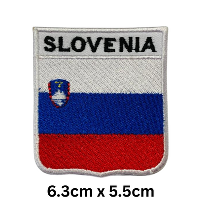 Shield Flag with Name Patch – Embroidered Iron On / Sew On Shield Shaped National Flag Badge with Country Name | All Countries | Badge for Jacket, Biker Vest, Backpack, Uniform (K-S)