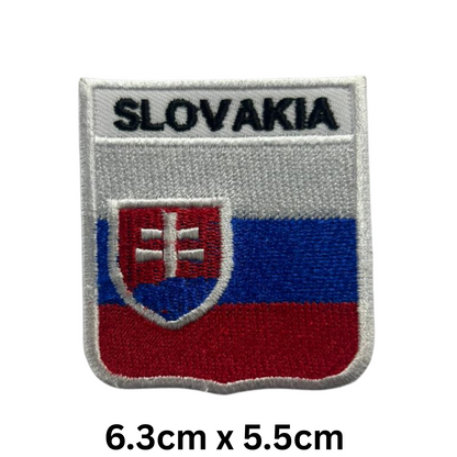 Shield Flag with Name Patch – Embroidered Iron On / Sew On Shield Shaped National Flag Badge with Country Name | All Countries | Badge for Jacket, Biker Vest, Backpack, Uniform (K-S)
