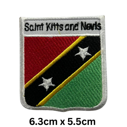 Shield Flag with Name Patch – Embroidered Iron On / Sew On Shield Shaped National Flag Badge with Country Name | All Countries | Badge for Jacket, Biker Vest, Backpack, Uniform (K-S)