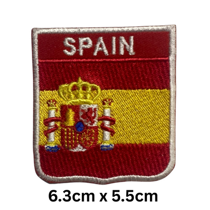 Shield Flag with Name Patch – Embroidered Iron On / Sew On Shield Shaped National Flag Badge with Country Name | All Countries | Badge for Jacket, Biker Vest, Backpack, Uniform (K-S)