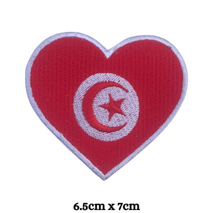 Country Heart Flag Patch – Embroidered Iron On / Sew On Heart Shaped National Flag Badge | All Countries Available | Jackets, Bags, Hats – Gift for Heritage, Travel & Flag Lovers (T-Z)