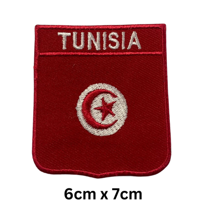 Shield Flag with Name Patch – Embroidered Iron On / Sew On Shield Shaped National Flag Badge with Country Name | All Countries | Badge for Jacket, Biker Vest, Backpack, Uniform (T-Z)