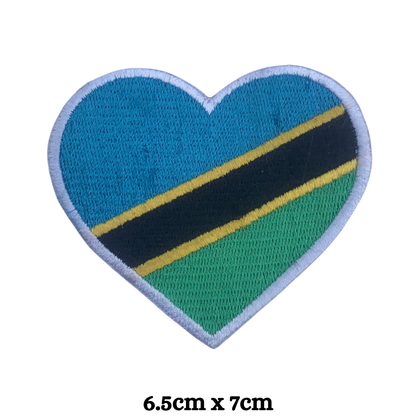 Country Heart Flag Patch – Embroidered Iron On / Sew On Heart Shaped National Flag Badge | All Countries Available | Jackets, Bags, Hats – Gift for Heritage, Travel & Flag Lovers (T-Z)