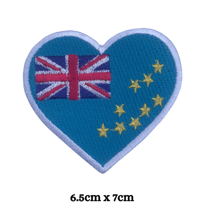 Country Heart Flag Patch – Embroidered Iron On / Sew On Heart Shaped National Flag Badge | All Countries Available | Jackets, Bags, Hats – Gift for Heritage, Travel & Flag Lovers (T-Z)