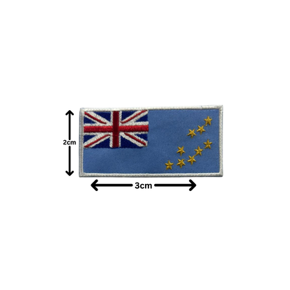 Tuvalu Flag Embroidered Patch Set, Iron-On or Sew-On Applique Badges, Rectangle Shield Round Heart Shapes, for Jackets, Backpacks, Hats, Uniforms and Various Sizes