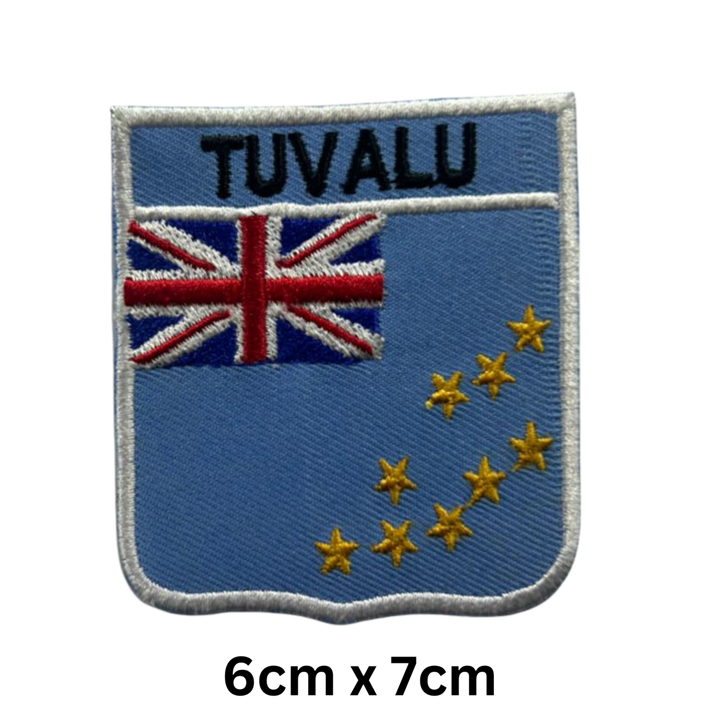Shield Flag with Name Patch – Embroidered Iron On / Sew On Shield Shaped National Flag Badge with Country Name | All Countries | Badge for Jacket, Biker Vest, Backpack, Uniform (T-Z)