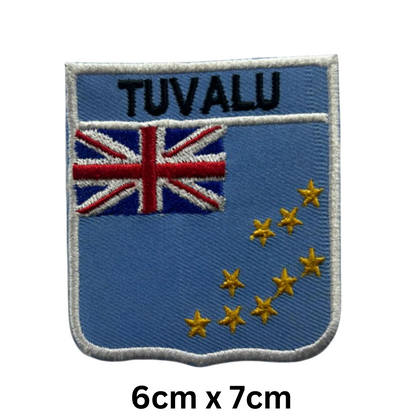 Shield Flag with Name Patch – Embroidered Iron On / Sew On Shield Shaped National Flag Badge with Country Name | All Countries | Badge for Jacket, Biker Vest, Backpack, Uniform (T-Z)