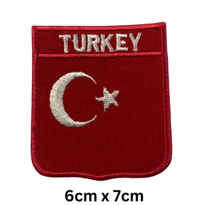 Shield Flag with Name Patch – Embroidered Iron On / Sew On Shield Shaped National Flag Badge with Country Name | All Countries | Badge for Jacket, Biker Vest, Backpack, Uniform (T-Z)