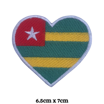 Country Heart Flag Patch – Embroidered Iron On / Sew On Heart Shaped National Flag Badge | All Countries Available | Jackets, Bags, Hats – Gift for Heritage, Travel & Flag Lovers (T-Z)