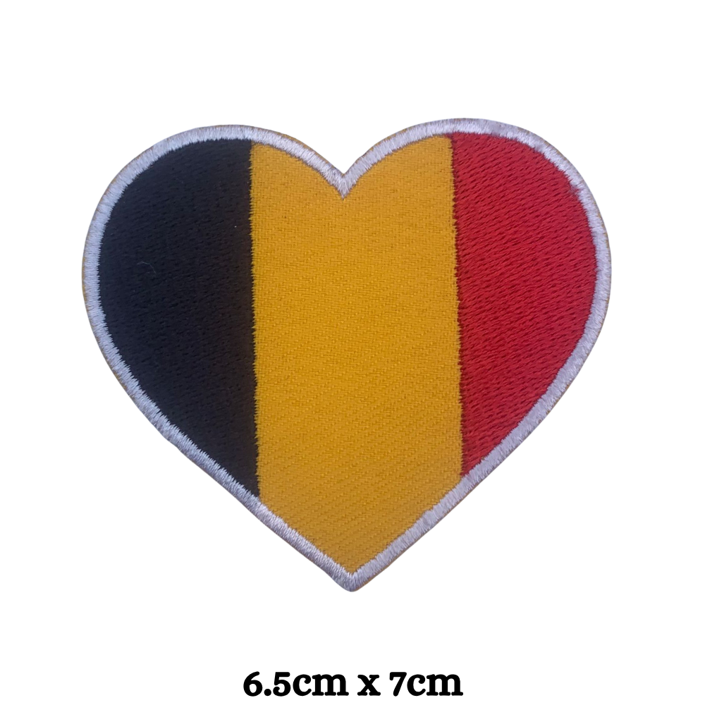Country Heart Flag Patch – Embroidered Iron On / Sew On Heart Shaped National Flag Badge | All Countries Available | Jackets, Bags, Hats – Gift for Heritage, Travel & Flag Lovers (A-J)