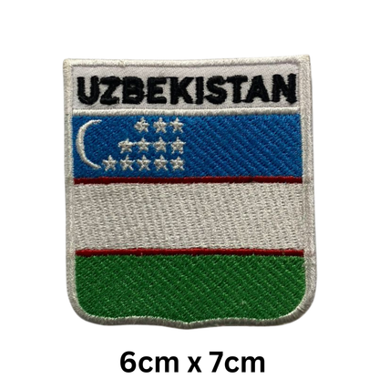 Shield Flag with Name Patch – Embroidered Iron On / Sew On Shield Shaped National Flag Badge with Country Name | All Countries | Badge for Jacket, Biker Vest, Backpack, Uniform (T-Z)