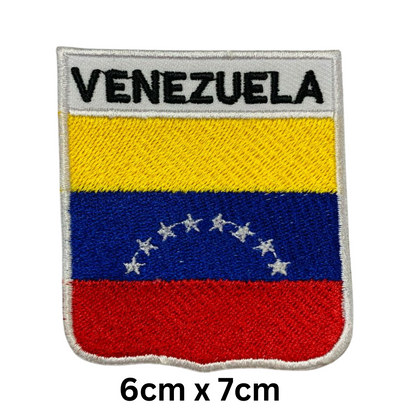 Shield Flag with Name Patch – Embroidered Iron On / Sew On Shield Shaped National Flag Badge with Country Name | All Countries | Badge for Jacket, Biker Vest, Backpack, Uniform (T-Z)