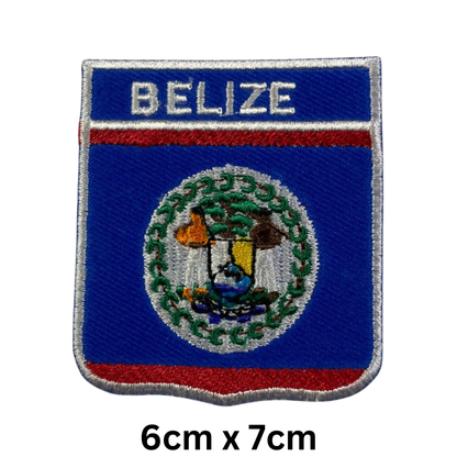 Shield Flag with Name Patch – Embroidered Iron On / Sew On Shield Shaped National Flag Badge with Country Name | All Countries | Badge for Jacket, Biker Vest, Backpack, Uniform (A-J)
