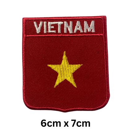 Shield Flag with Name Patch – Embroidered Iron On / Sew On Shield Shaped National Flag Badge with Country Name | All Countries | Badge for Jacket, Biker Vest, Backpack, Uniform (T-Z)