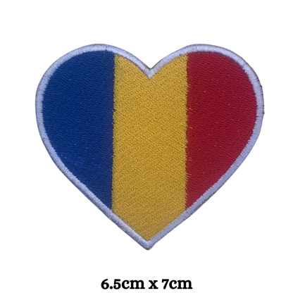 Country Heart Flag Patch – Embroidered Iron On / Sew On Heart Shaped National Flag Badge | All Countries Available | Jackets, Bags, Hats – Gift for Heritage, Travel & Flag Lovers (A-J)