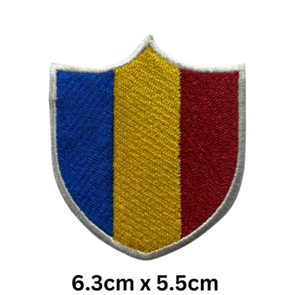 Shield Flag Patch – Embroidered Iron On / Sew On Shield Shaped National Flag Badge | All Countries Available | Heraldic Crest Patch for Jacket, Backpack, Biker Vest, Uniform – Choose Your Country (A-J)