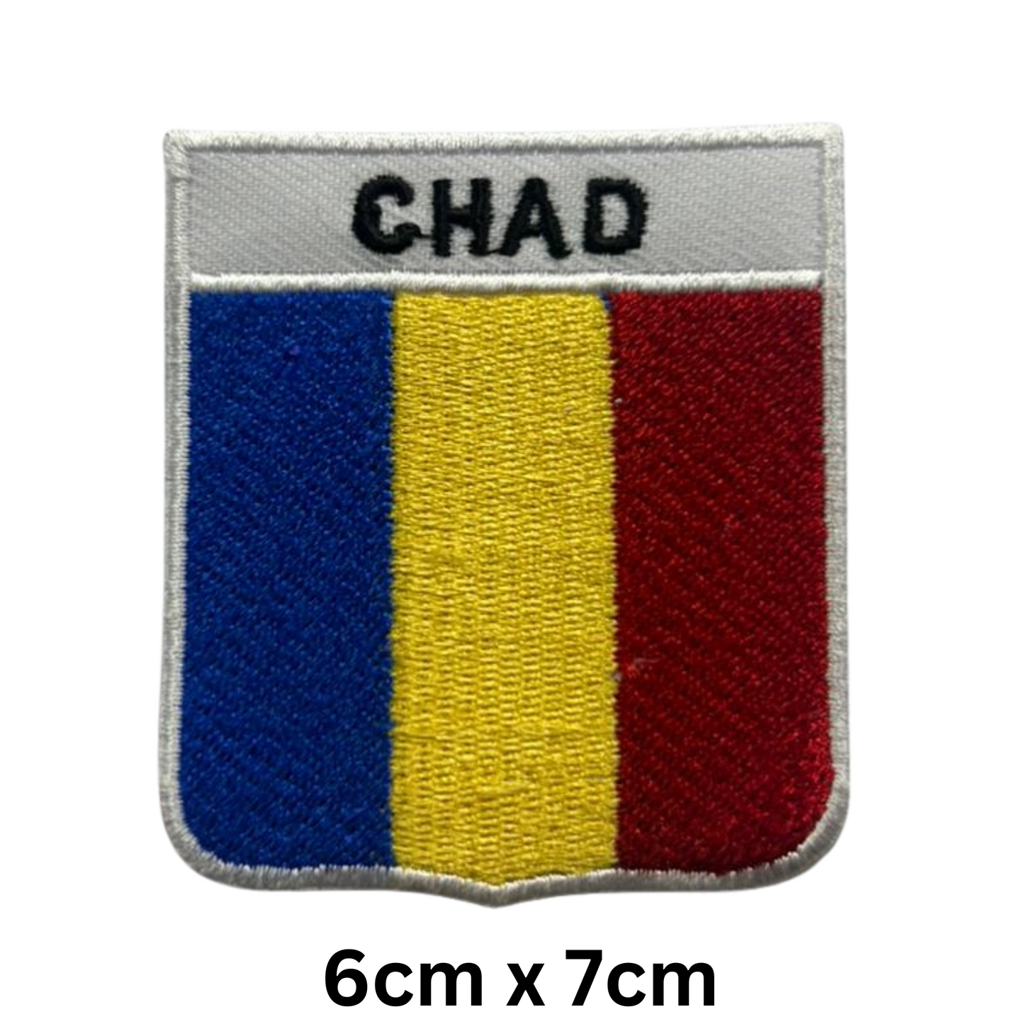 Shield Flag with Name Patch – Embroidered Iron On / Sew On Shield Shaped National Flag Badge with Country Name | All Countries | Badge for Jacket, Biker Vest, Backpack, Uniform (A-J)