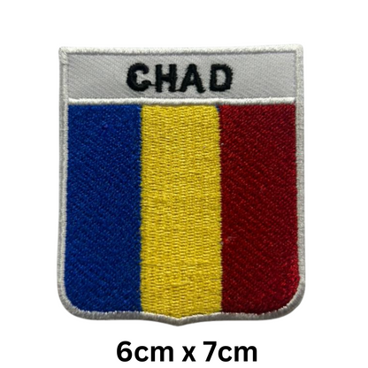 Shield Flag with Name Patch – Embroidered Iron On / Sew On Shield Shaped National Flag Badge with Country Name | All Countries | Badge for Jacket, Biker Vest, Backpack, Uniform (A-J)