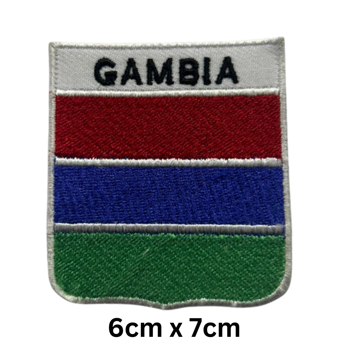 Shield Flag with Name Patch – Embroidered Iron On / Sew On Shield Shaped National Flag Badge with Country Name | All Countries | Badge for Jacket, Biker Vest, Backpack, Uniform (A-J)