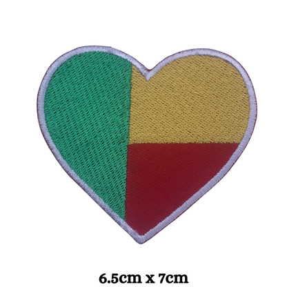 Country Heart Flag Patch – Embroidered Iron On / Sew On Heart Shaped National Flag Badge | All Countries Available | Jackets, Bags, Hats – Gift for Heritage, Travel & Flag Lovers (A-J)