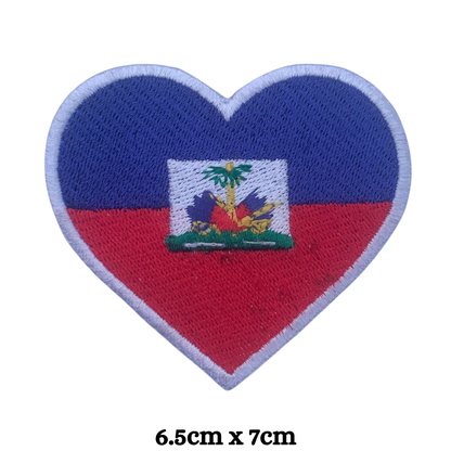 Country Heart Flag Patch – Embroidered Iron On / Sew On Heart Shaped National Flag Badge | All Countries Available | Jackets, Bags, Hats – Gift for Heritage, Travel & Flag Lovers (A-J)