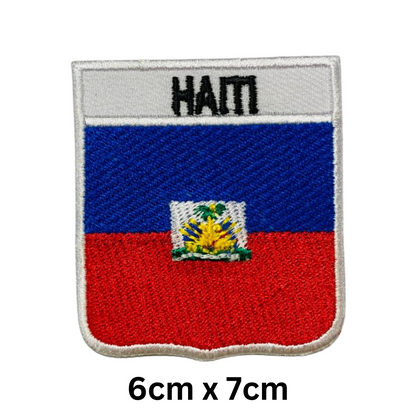 Shield Flag with Name Patch – Embroidered Iron On / Sew On Shield Shaped National Flag Badge with Country Name | All Countries | Badge for Jacket, Biker Vest, Backpack, Uniform (A-J)