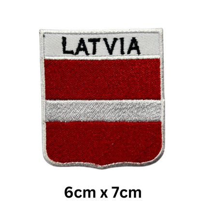 Shield Flag with Name Patch – Embroidered Iron On / Sew On Shield Shaped National Flag Badge with Country Name | All Countries | Badge for Jacket, Biker Vest, Backpack, Uniform (K-S)