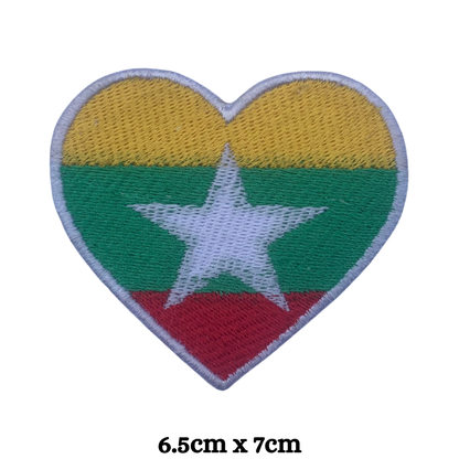 Country Heart Flag Patch – Embroidered Iron On / Sew On Heart Shaped National Flag Badge | All Countries Available | Jackets, Bags, Hats – Gift for Heritage, Travel & Flag Lovers (K-S)