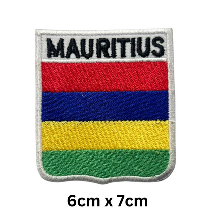 Shield Flag with Name Patch – Embroidered Iron On / Sew On Shield Shaped National Flag Badge with Country Name | All Countries | Badge for Jacket, Biker Vest, Backpack, Uniform (K-S)