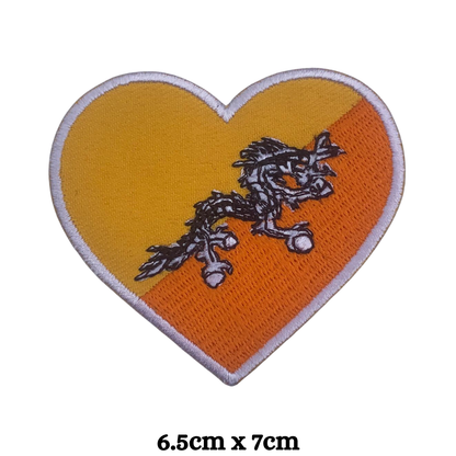 Country Heart Flag Patch – Embroidered Iron On / Sew On Heart Shaped National Flag Badge | All Countries Available | Jackets, Bags, Hats – Gift for Heritage, Travel & Flag Lovers (A-J)