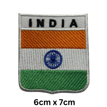 Shield Flag with Name Patch – Embroidered Iron On / Sew On Shield Shaped National Flag Badge with Country Name | All Countries | Badge for Jacket, Biker Vest, Backpack, Uniform (A-J)
