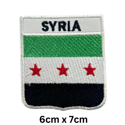 Shield Flag with Name Patch – Embroidered Iron On / Sew On Shield Shaped National Flag Badge with Country Name | All Countries | Badge for Jacket, Biker Vest, Backpack, Uniform (K-S)