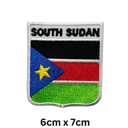 Shield Flag with Name Patch – Embroidered Iron On / Sew On Shield Shaped National Flag Badge with Country Name | All Countries | Badge for Jacket, Biker Vest, Backpack, Uniform (K-S)
