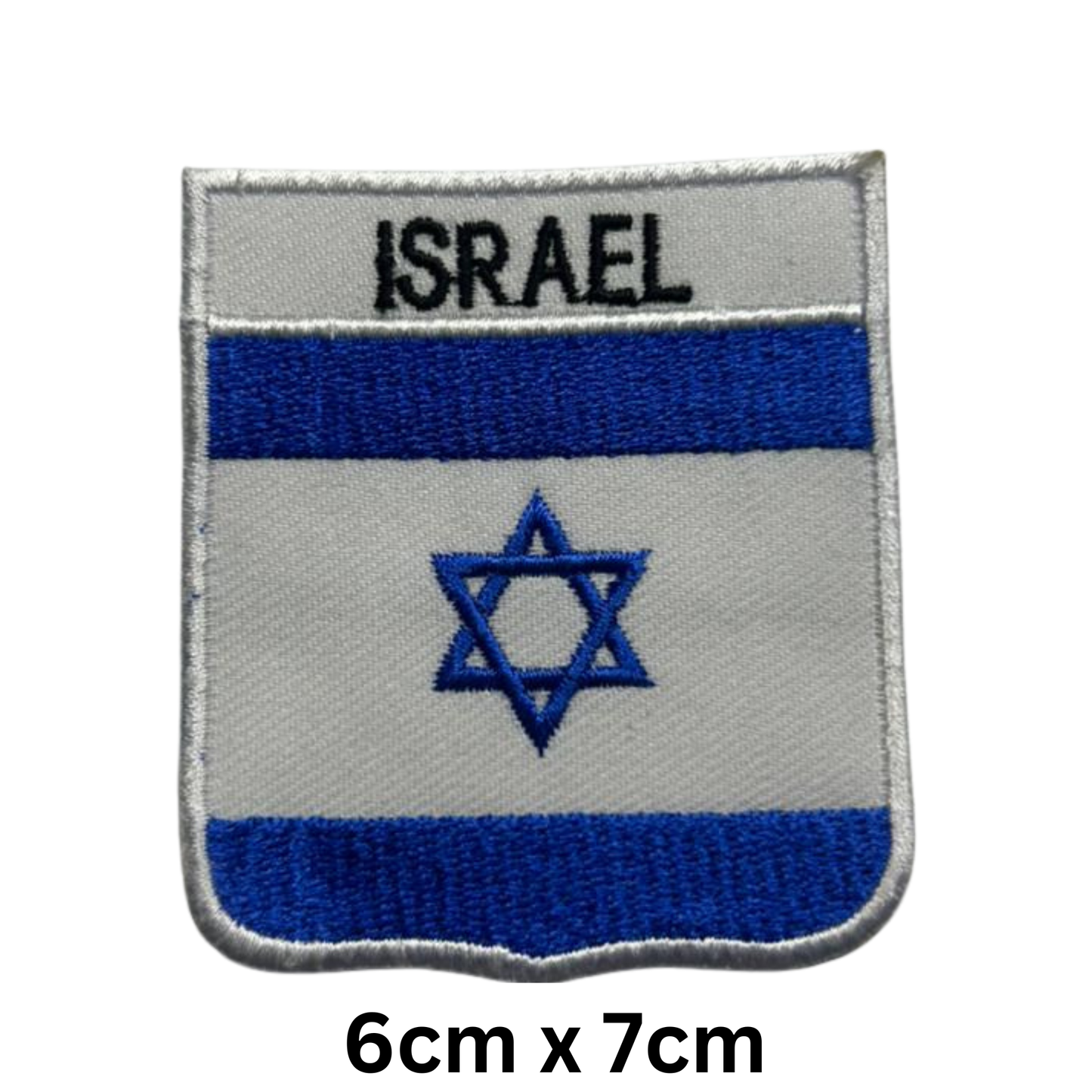 Shield Flag with Name Patch – Embroidered Iron On / Sew On Shield Shaped National Flag Badge with Country Name | All Countries | Badge for Jacket, Biker Vest, Backpack, Uniform (A-J)