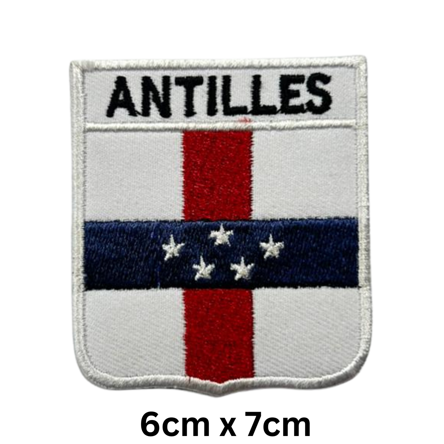 Shield Flag with Name Patch – Embroidered Iron On / Sew On Shield Shaped National Flag Badge with Country Name | All Countries | Badge for Jacket, Biker Vest, Backpack, Uniform (A-J)