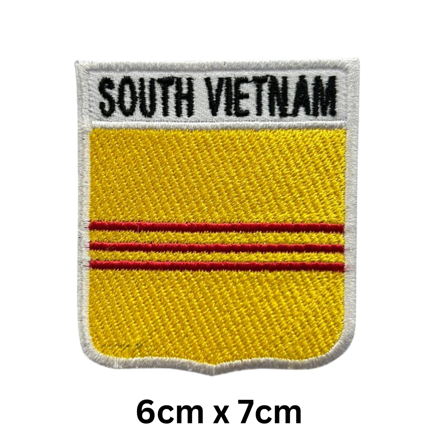 Shield Flag with Name Patch – Embroidered Iron On / Sew On Shield Shaped National Flag Badge with Country Name | All Countries | Badge for Jacket, Biker Vest, Backpack, Uniform (K-S)