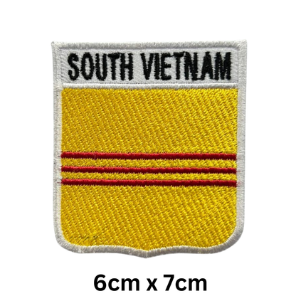 Shield Flag with Name Patch – Embroidered Iron On / Sew On Shield Shaped National Flag Badge with Country Name | All Countries | Badge for Jacket, Biker Vest, Backpack, Uniform (K-S)