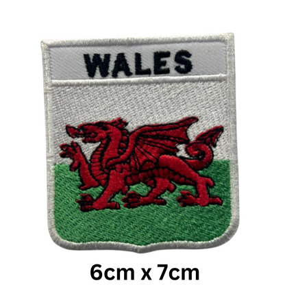Shield Flag with Name Patch – Embroidered Iron On / Sew On Shield Shaped National Flag Badge with Country Name | All Countries | Badge for Jacket, Biker Vest, Backpack, Uniform (T-Z)